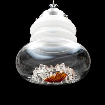 A glass ceiling lamp, probably by Mazzega Murano, Italy.