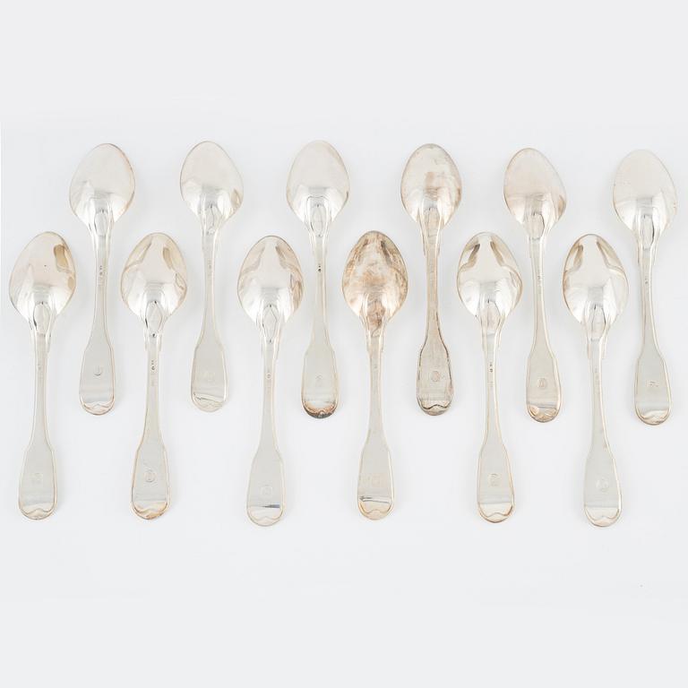 Twelve silver spoons, Carl Magnus Ryberg, Stockholm, 1806.
