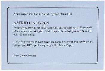 Jacob Forsell, "Astrid Lindgren", 1987.