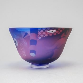 Bertil Vallien, a unique blasted glass bowl, Kosta Boda, Sweden.