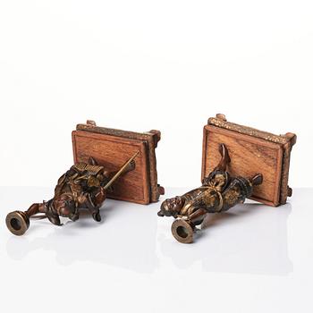 Two Japanese sculptures, signed Miyao Zo, Meiji period (1868-1912).