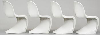 A set of four Verner Panton white plastic chairs 'Panton chair' by Herman Miller 1971-76.
