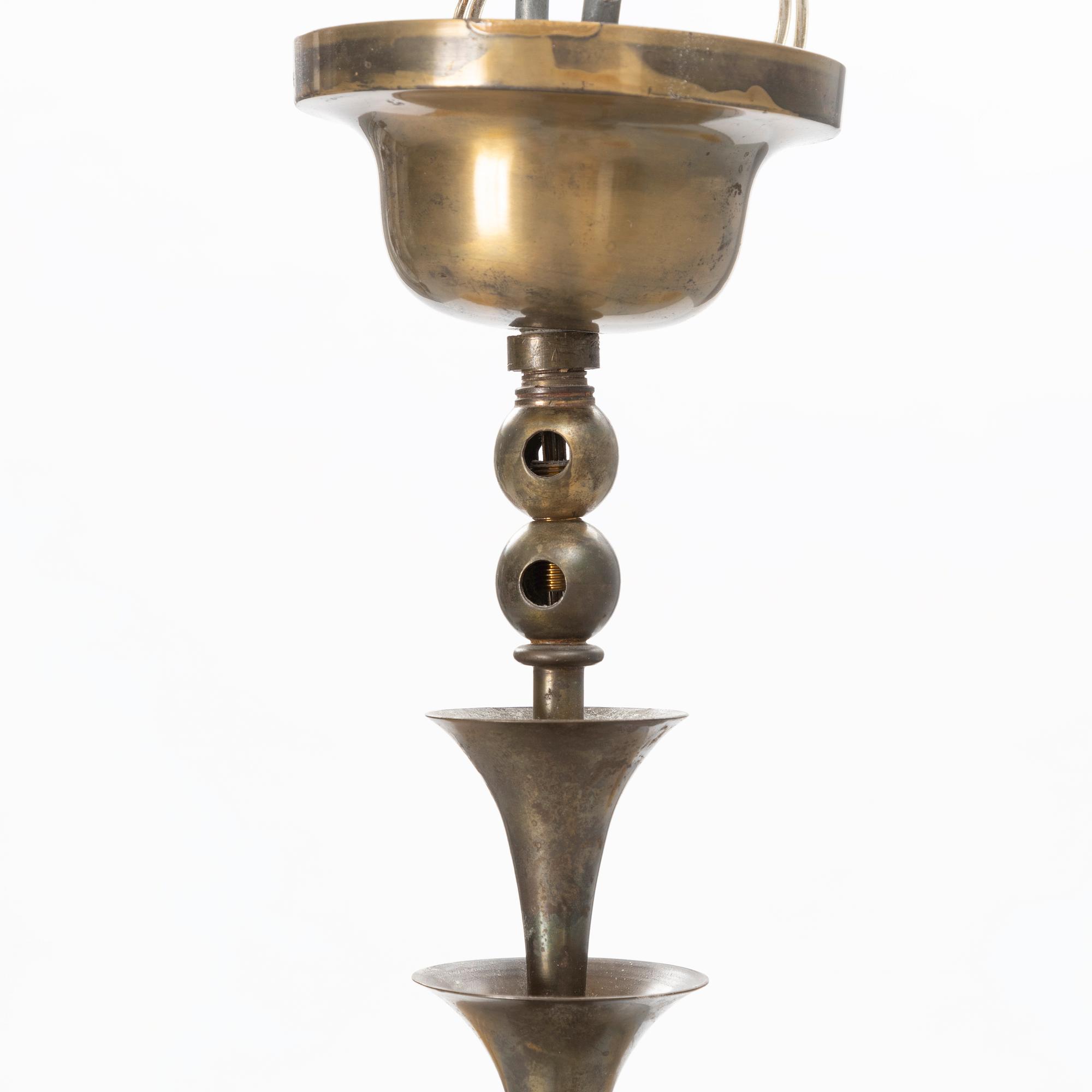 Elis Bergh, a brass ceiling lamp, C.G. Hallberg, Sweden, 1920s.
