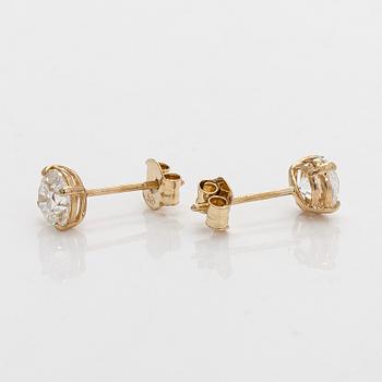 Earrings, brilliant-cut diamonds totalling 1.0 ct, 14K gold.