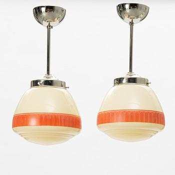 Ceiling lamps, a pair, Pukeberg, 1940s.