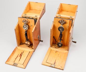 TELEFONER, 2 st, Allmänna Sv Elektr Bolaget, Filialen Gefle, 1900-talets början.