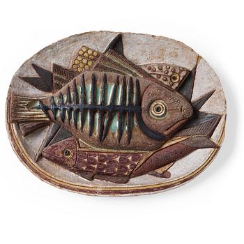 216. Tyra Lundgren, relief "Skelettfisken", egen ateljé 1950-tal.