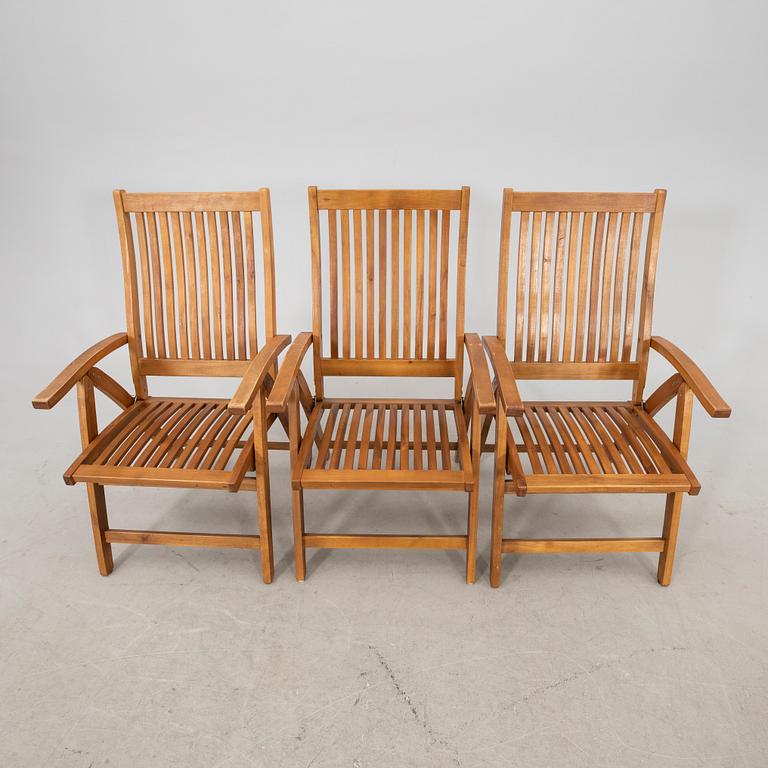 A 9 pcs stained teak garden suite by Brafab around 2000.
