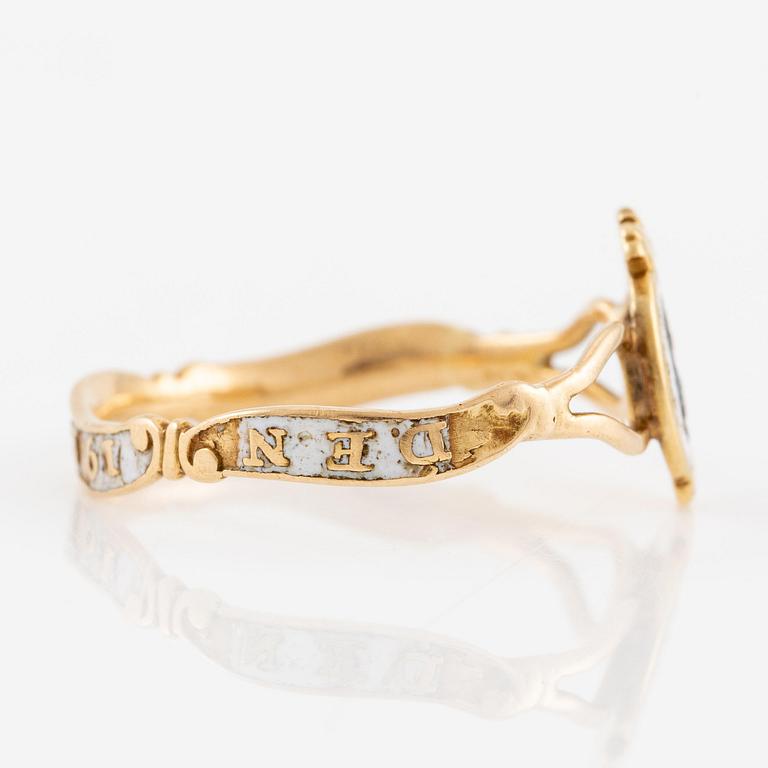 Revolution ring, King Gustav III, gold and enamel.