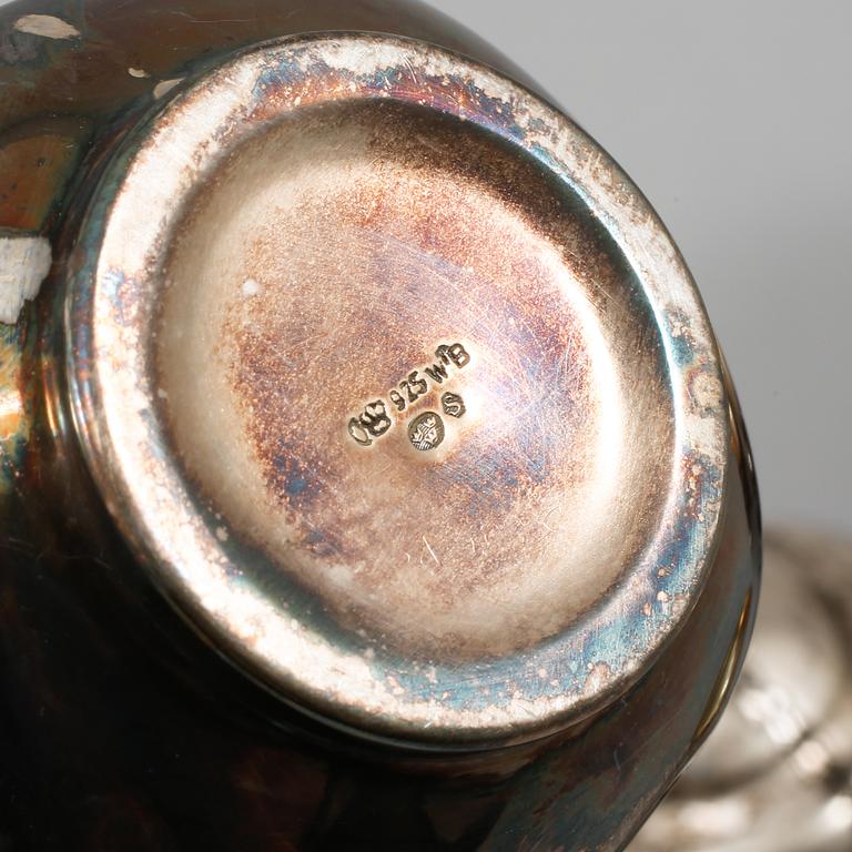 PARTI SILVER, 16 delar, mestadels Sverige, 1800-talets andra hälft samt 1900-tal, vikt exklusive glas ca 788 gram.