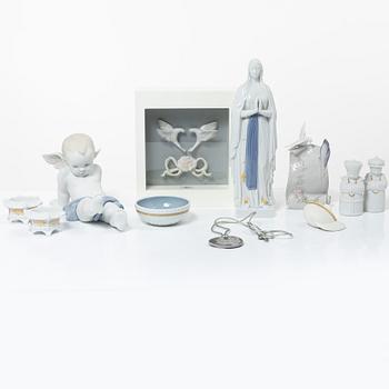 Lladró, a collection of figurines etc. Including "Romantic doves - wall art", "Sitting in heaven", "Our lady of Lourdes".