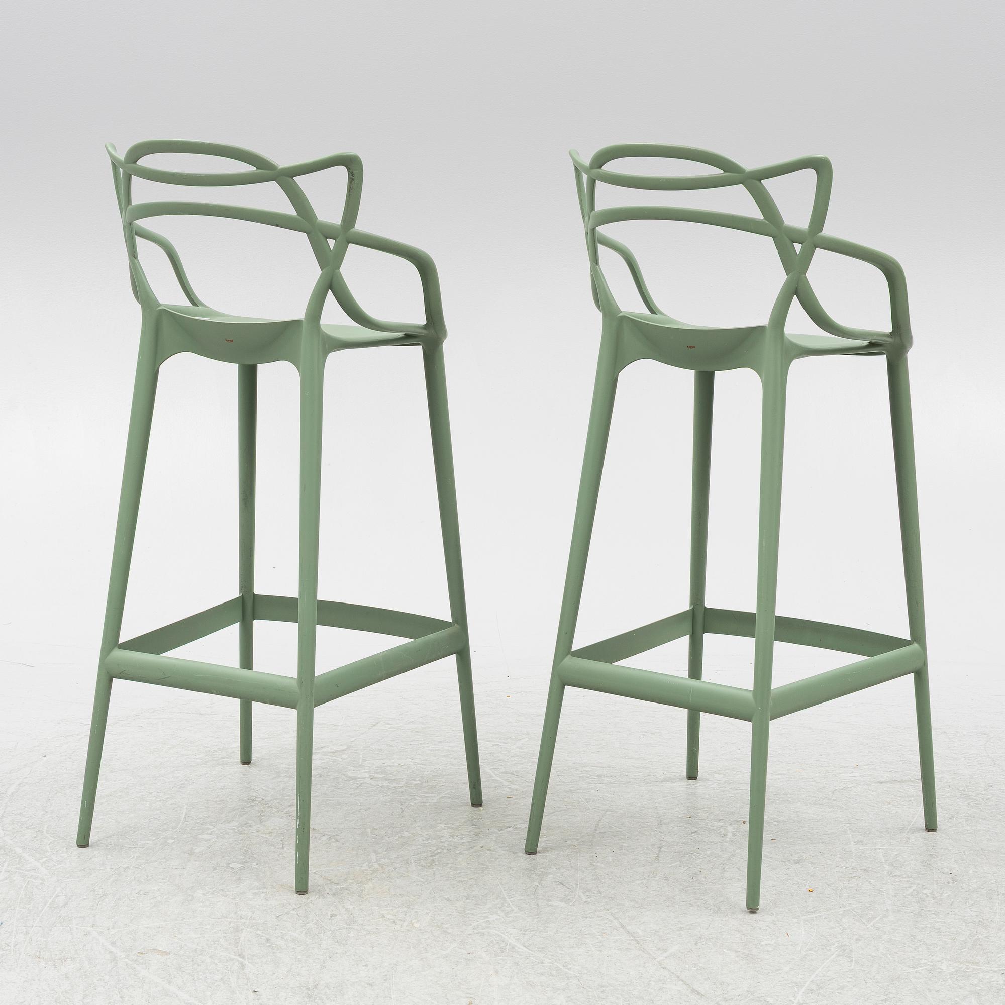 Philippe Starck and Eugeni Quitllet, bar stools, a pair, "Masters stool, Kartell, Italy.
