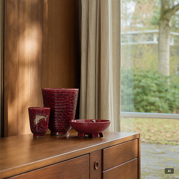 Wilhelm Kåge, Two Argenta stoneware vases and a bowl, Gustavsberg.