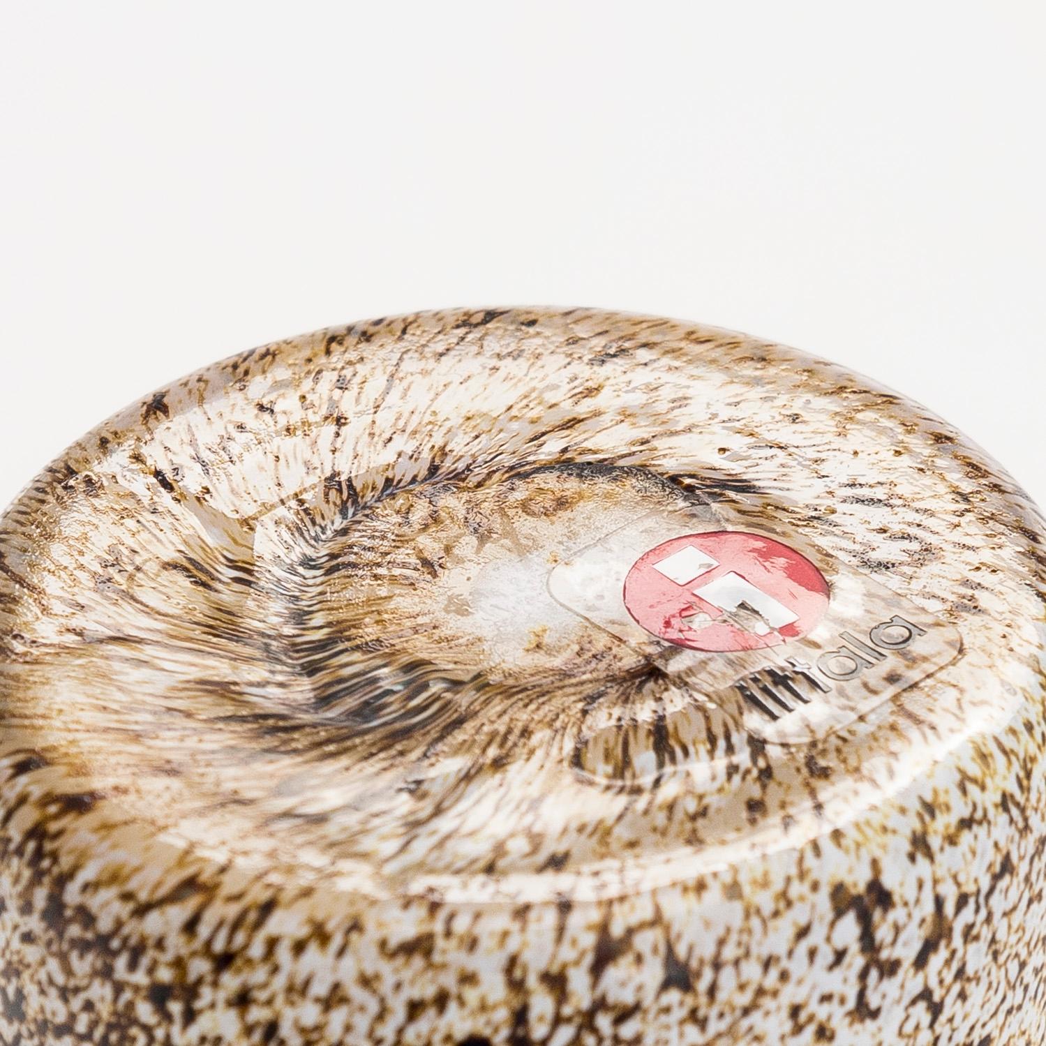 Oiva Toikka, a 'Little Barn Owl' glass bird, signed O. Toikka Nuutajärvi.