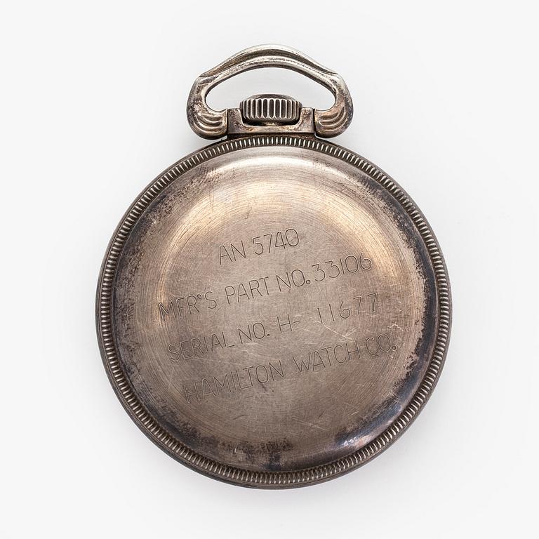 Fickur, Hamilton Watch Co, GCT Military watch, 52 mm,  silver (800), manuell, plastglas.