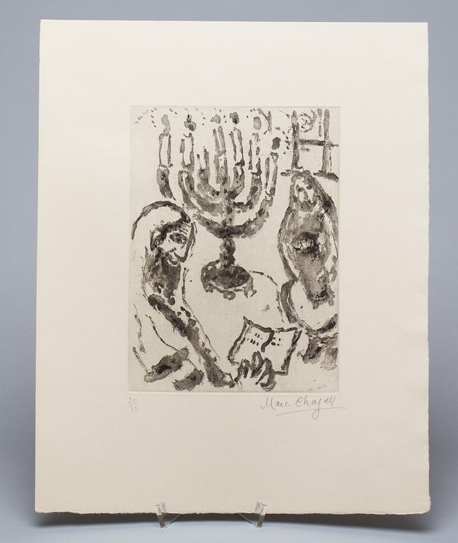 MARC CHAGALL, "Le candelabre", etsning och litografi, signerad och numrerad 20/35.