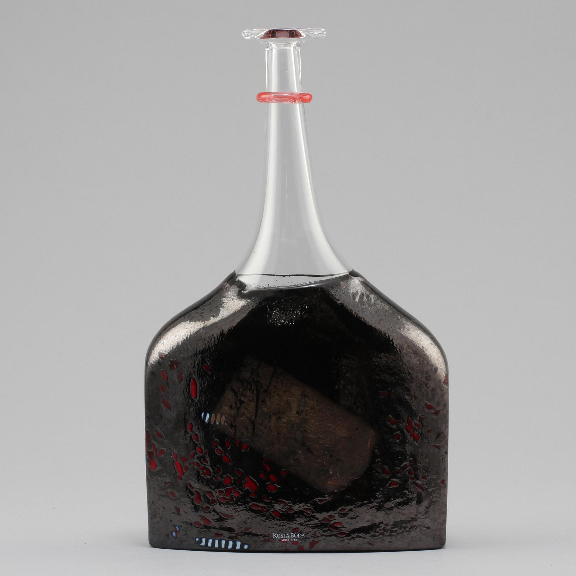 FLASKA, glas, Bertil Vallien, Kosta Boda, 1980/90-tal.