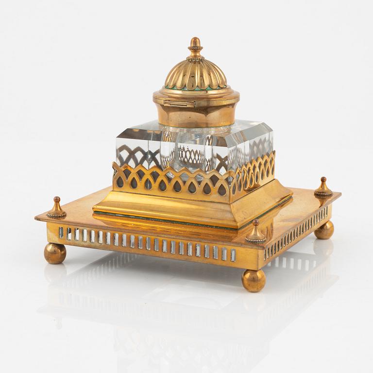 A four-piece brass writing set, Gusum, 20th century.