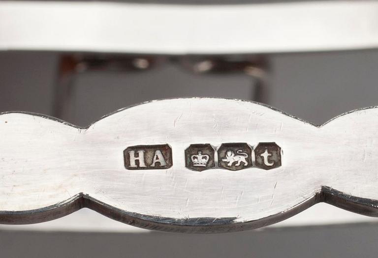 TOASTSTÄLL, ett par, silver, Sheffield 1936. Vikt 229 g.