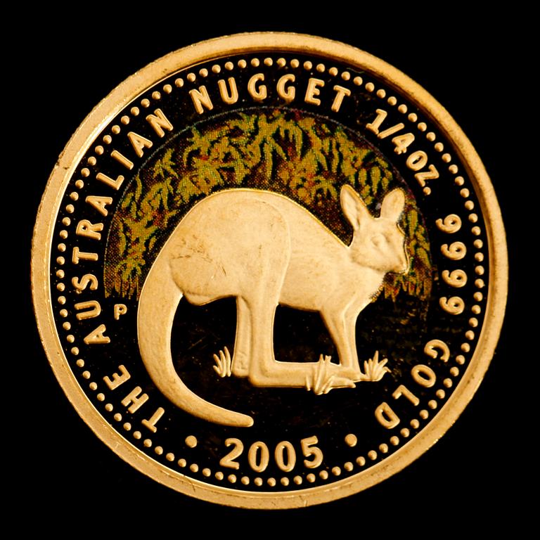 GULDMYNT, finguld, nugget, 25 dollar, Australien, 2005. Vikt ca 8 g.