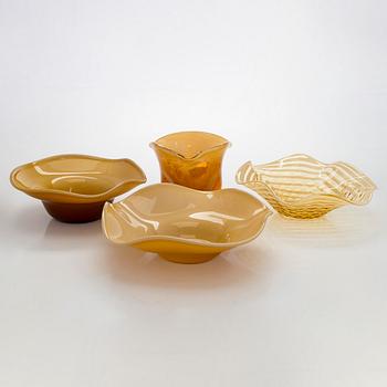 Four glass bowls by Kauklahden Lasitehdas 1923 - 1952.