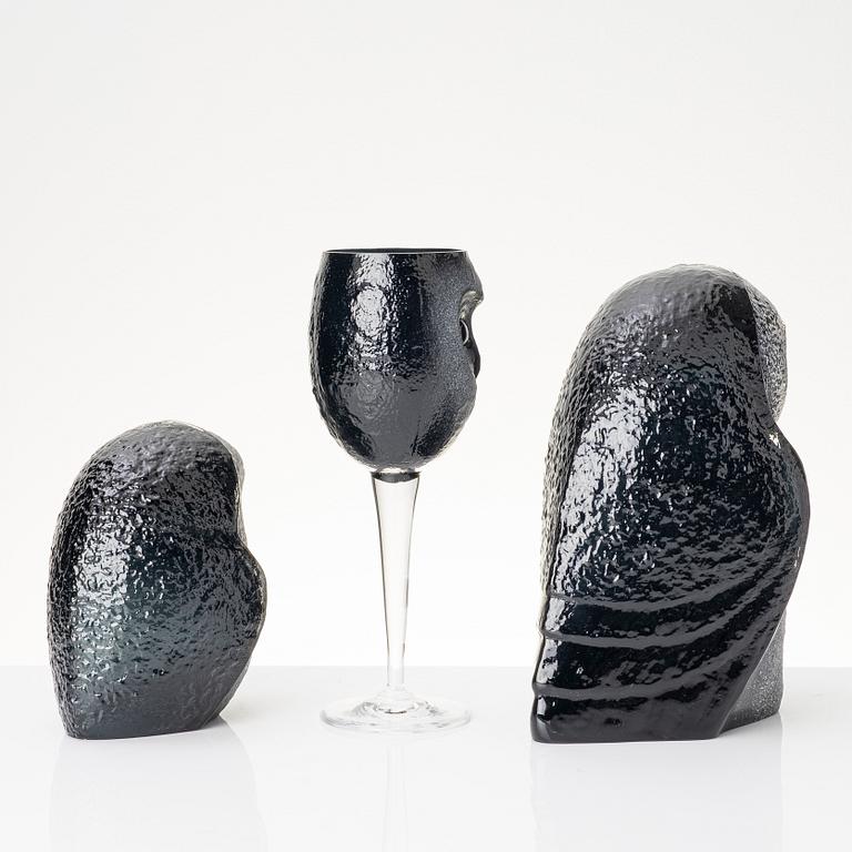 Mats Jonasson, a cup and two glass scukptures, "Safari", Målerås, Sweden.