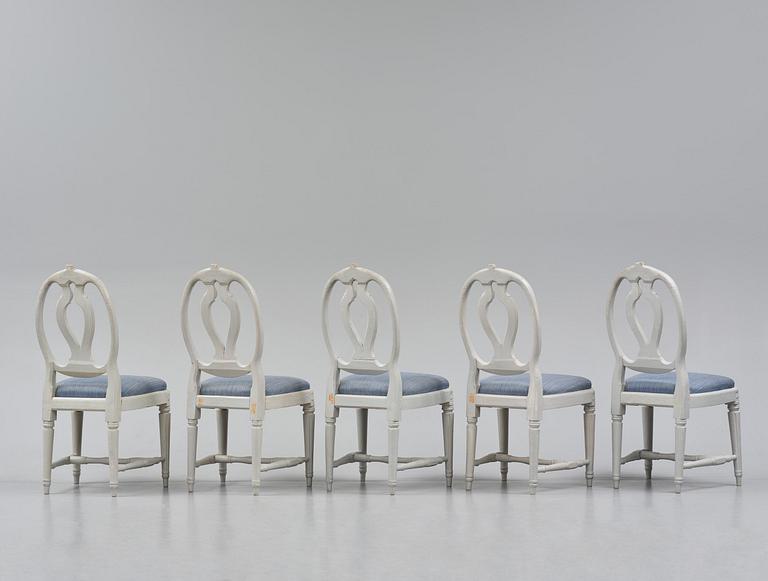 A set of five Gustavian chairs by J. E. Höglander (master in Stockholm 1777-1813).