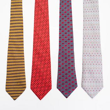 Hermès, four silk ties.