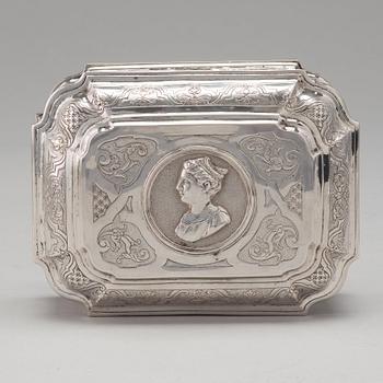 A Swedish 18th century 7 piece silver toilet service, mark of Johan Lorenz Starin, Stockholm 1736.