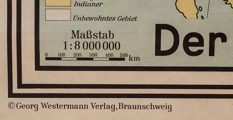 SKOLKARTA. "Amerika" politiska historia. Tyskland 1972.
