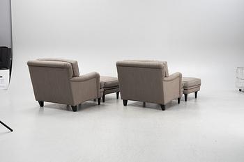 Marie Norell-Möller & Thomas Möller,a pair of 'Julia', easy chairs with foot stools, Norell Möbel, contemporary.