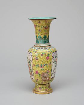 An enamel on copper vase, Qing dynasty (1644-1912).