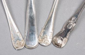 UPPLÄGGNINGSBESTICK, 4 st, silver, bla CG Hallberg, 1800-1900-tal.