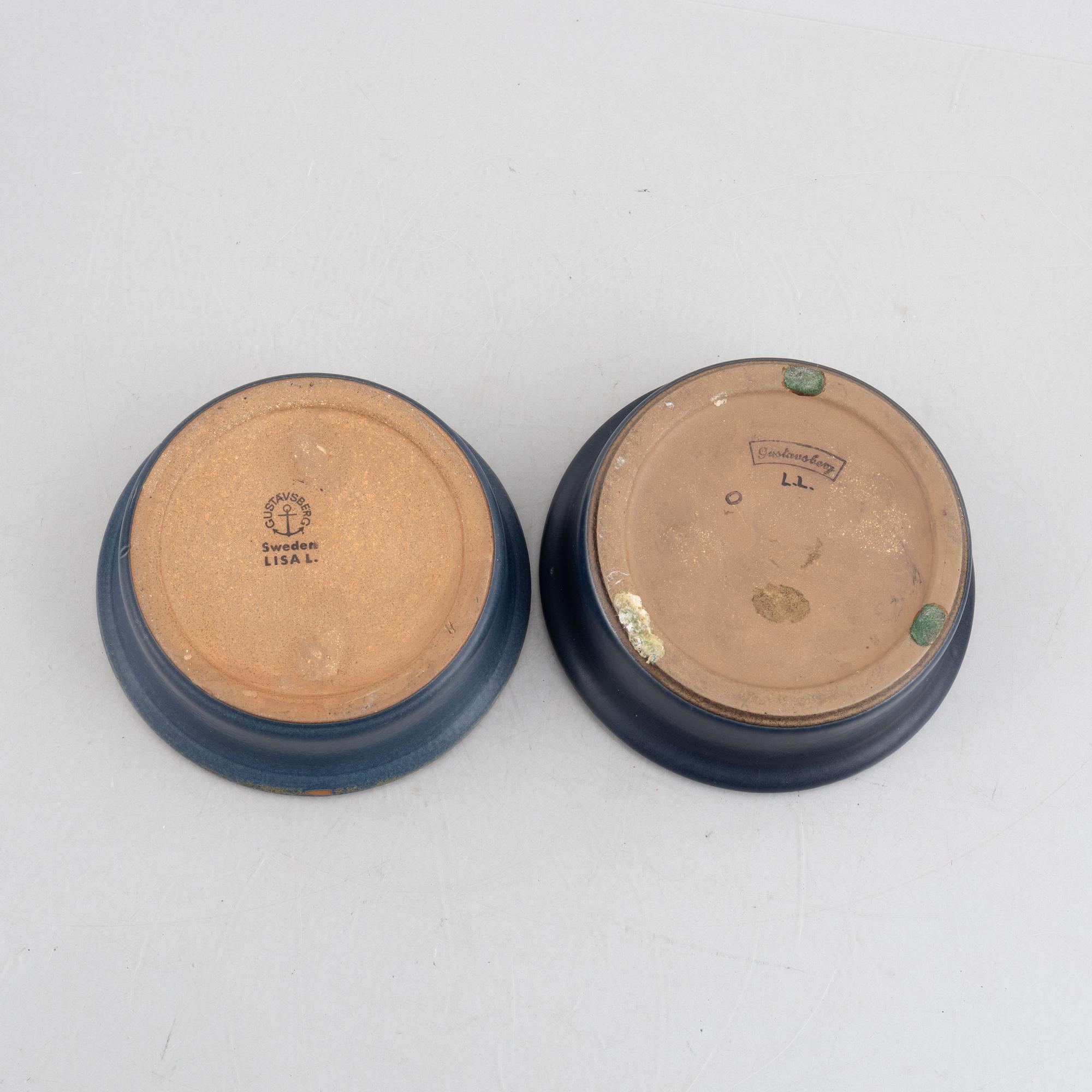 Lisa Larson, vaser, ett par och skålar, ett par, "Granada", Gustavsberg.