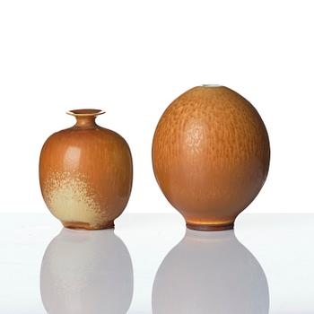 Berndt Friberg, a set of three stoneware vases and a bowl, Gustavsberg Studio 1951-69.