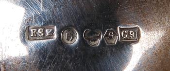 LJUSSTAKAR, ett par, silver, rokokostil, Sverige 1957.