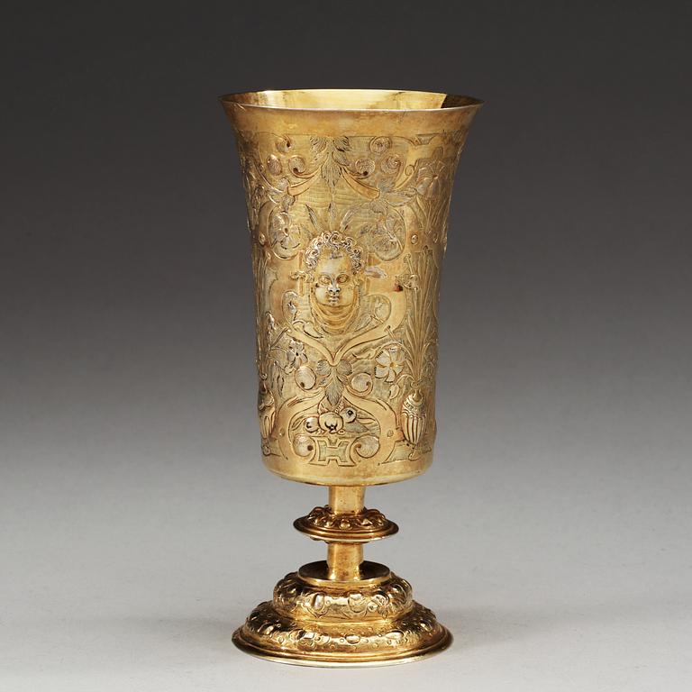 A German late 16th/early 17th century silver-gilt cup, makers mark of Cornelius Erb, Augsburg (1586-1618).