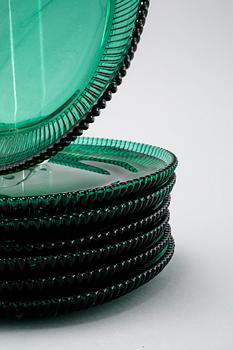 Seven lobster plates in glass by Arthur Percy, Reijmyre/Gullaskruf, Svenskt Tenn.