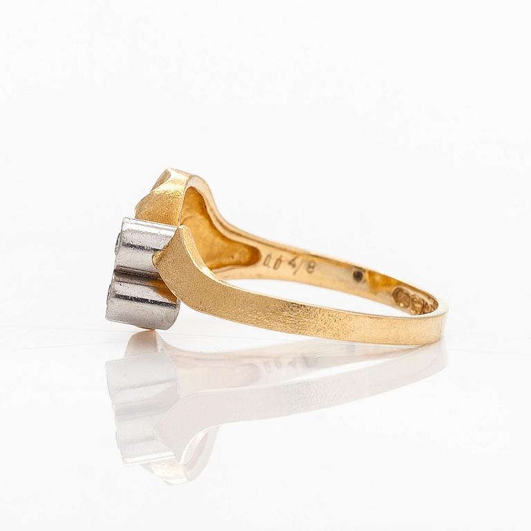 Björn Weckström, Ring, "Diamantlöv", 18K guld/platina, 8/8-slipade diamanter,  Lapponia 1979.