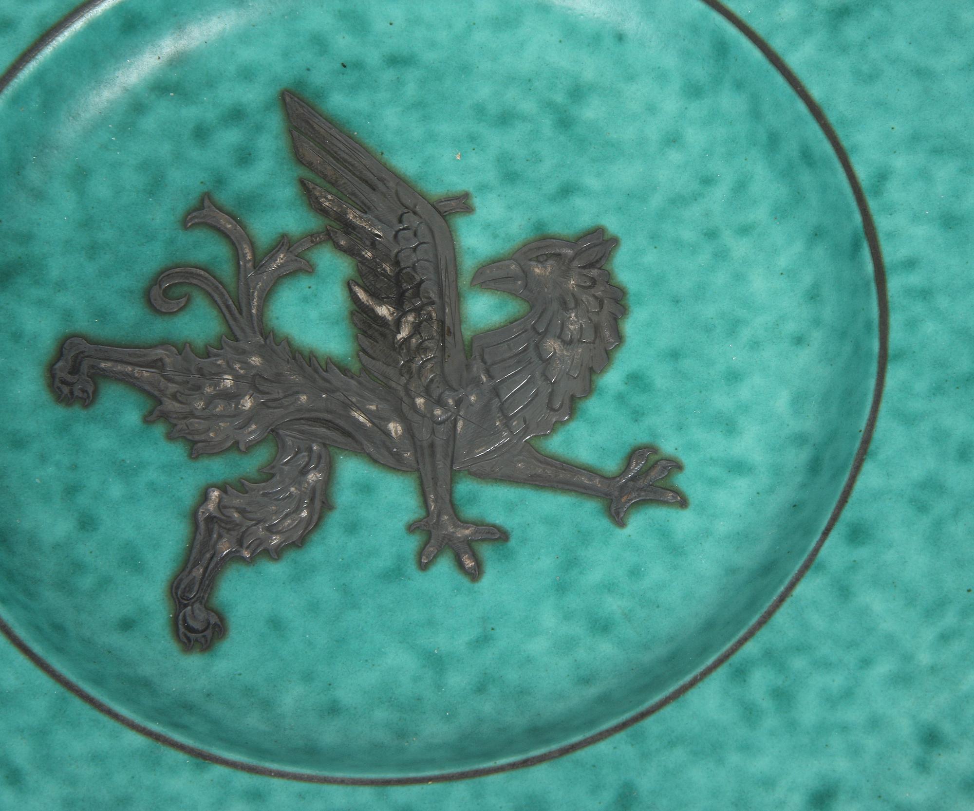 SKÅL samt FAT, stengods, "Argenta", Wilhelm Kåge, Gustavsberg.