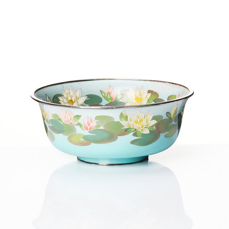 Skål, cloisonné och silver. Japan, 1900-tal.