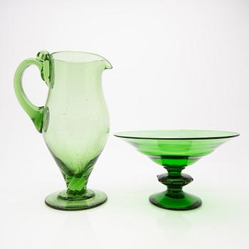 Simon Gate/ Edward Hald, decanters and bowl, 4 pcs, Orrefors, first half of the 20th century.