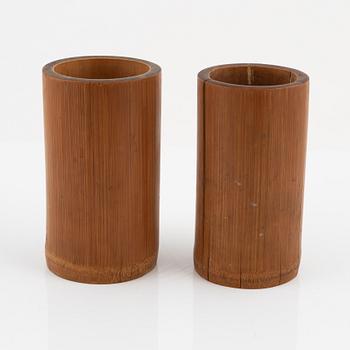 A set of two Japanese bamboo brush pots, 20th Century.