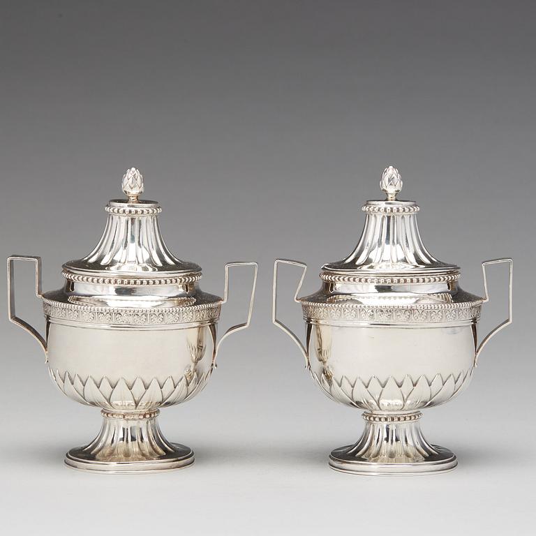 A pair of Swedish Gustavian silver sugar-bowls, mark of Wilhelm Smedberg, Karlstad (1777-1810).