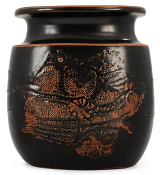 1176. A Stig Lindberg stoneware urn, Gustavsberg studio 1977.