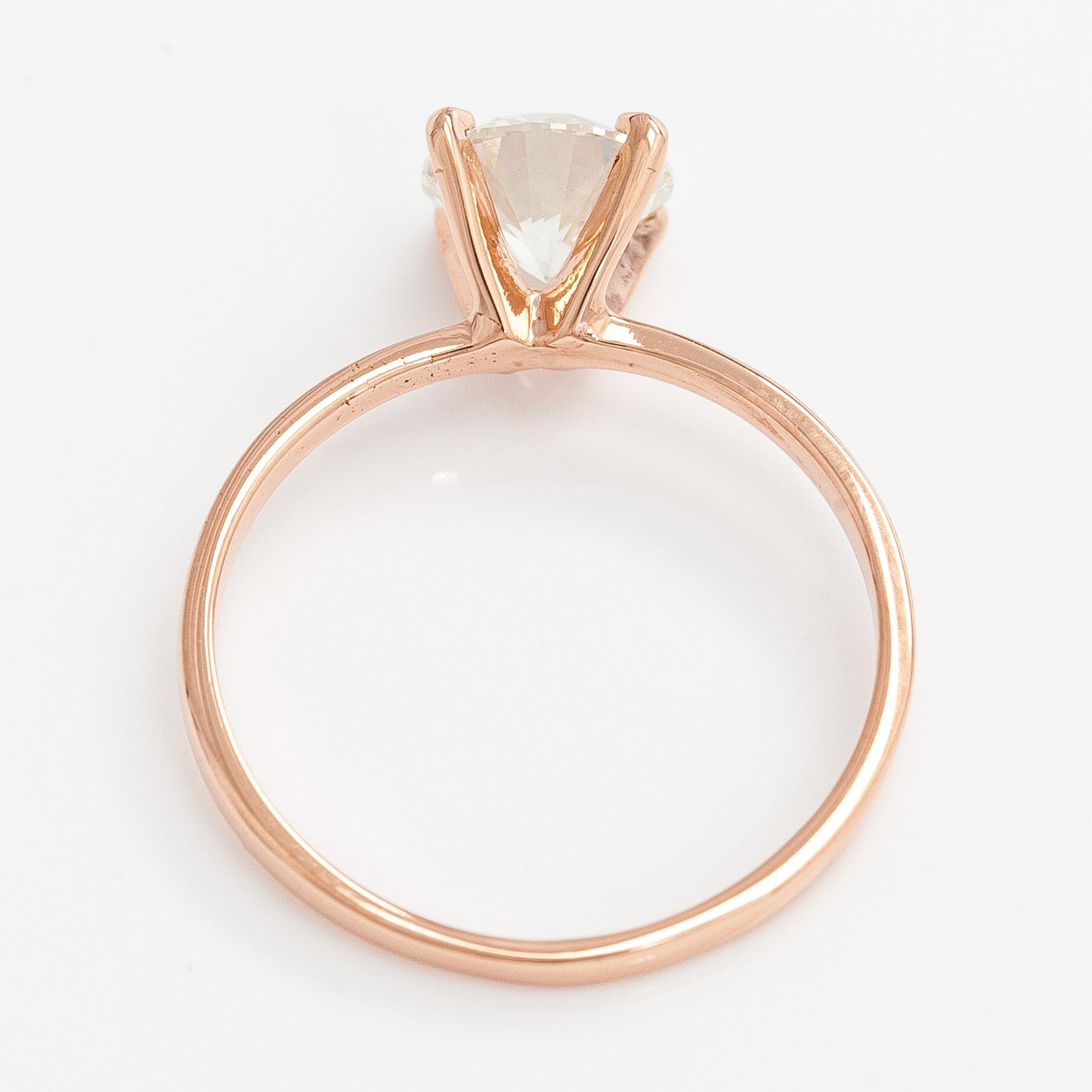 Ring, brilliant cut diamond, 14K rose gold.