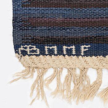 Barbro Nilsson, a carpet, 'Blåbär mörk', tapestry weave, c. 215 x 149 cm, signed AB MMF BN.