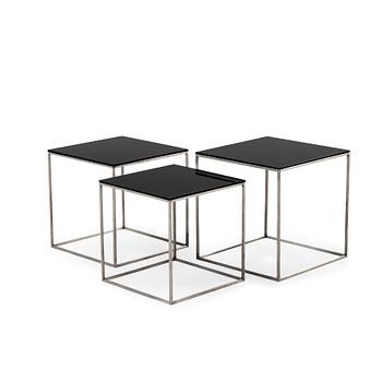 48. A Poul Kjaerholm 'PK-71' set of occasional tables, Fritz Hansen, Danmark.