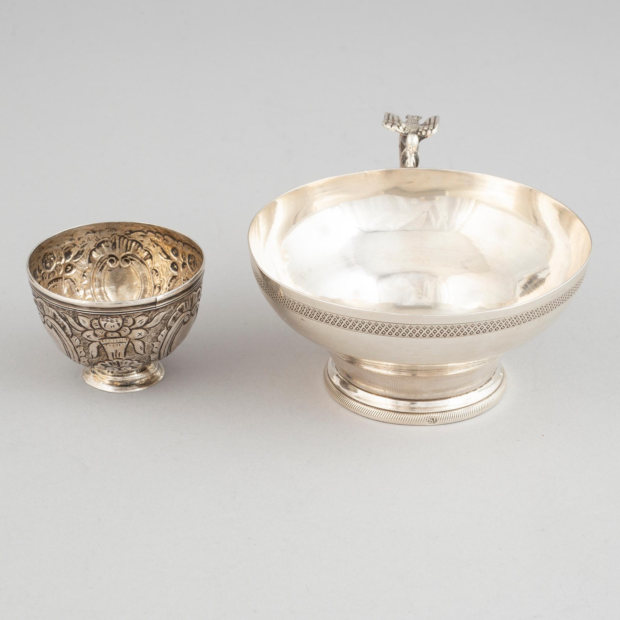 A Turkish silver sarf and cup, 18-19th century and 19-20th century.