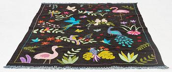 A hand-embroidered kilim rug, c. 200 x 150 cm.